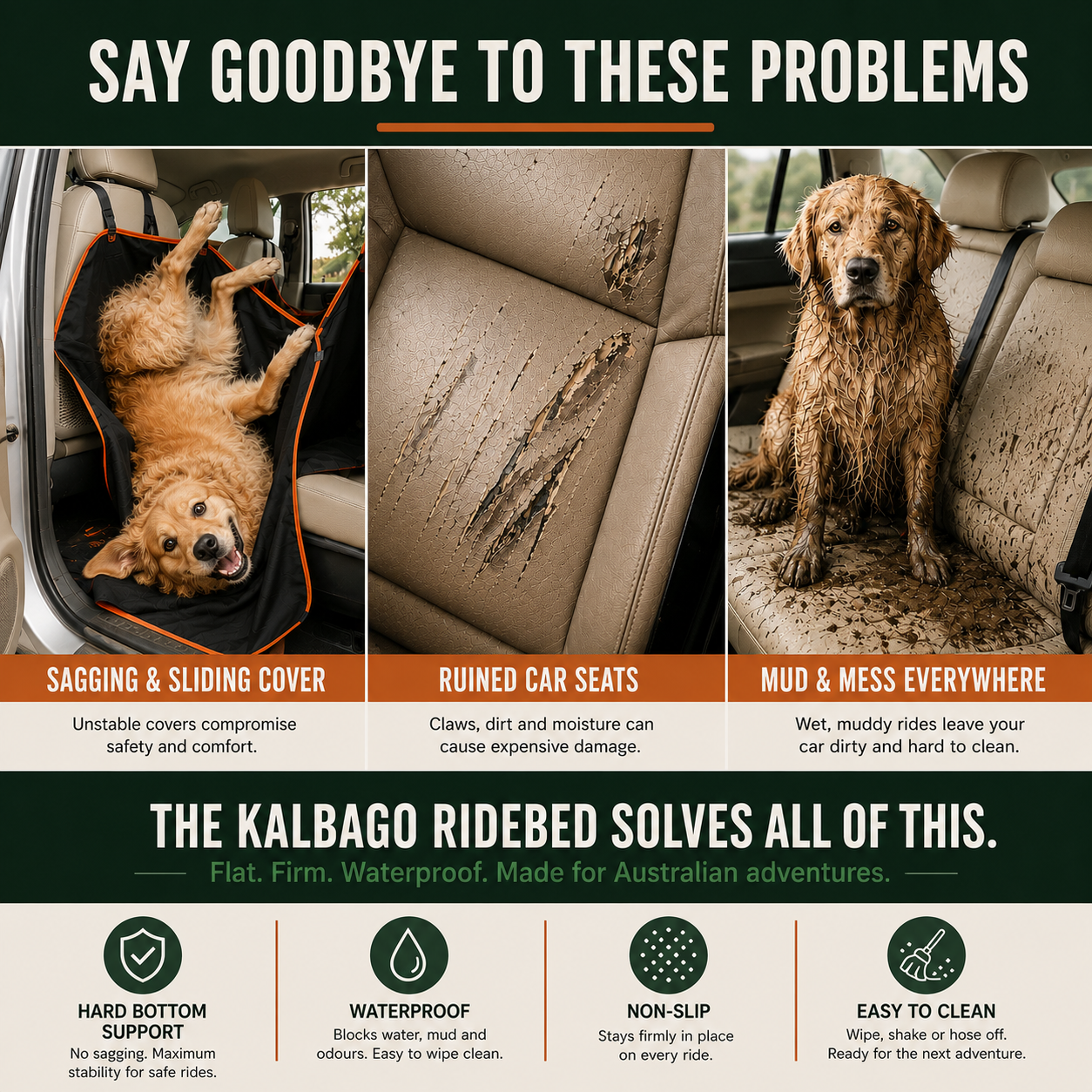 Kalbago TrailRider-Hard Bottom Dog Car Seat Extender