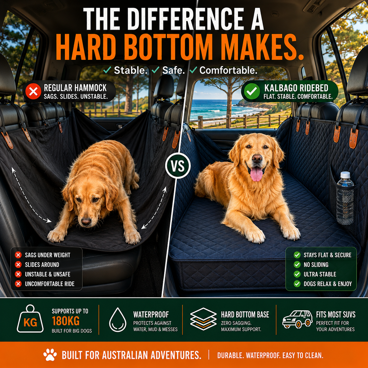 Kalbago TrailRider-Hard Bottom Dog Car Seat Extender