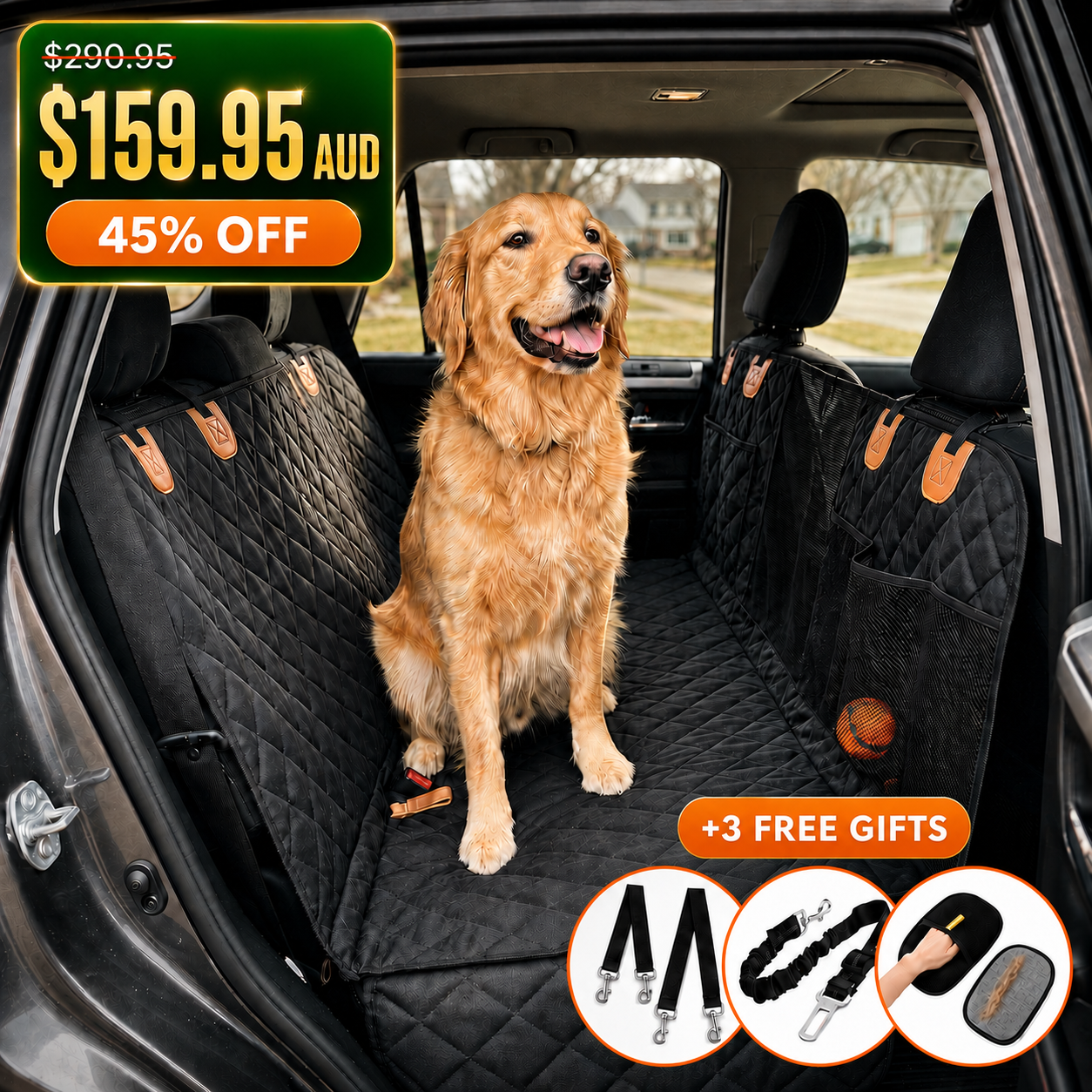 Kalbago TrailRider™ -Hard-Bottom Dog Car Seat Extender